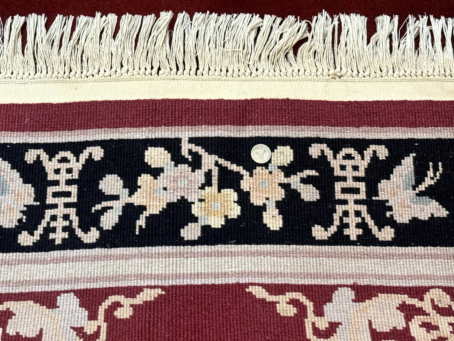 Dark Red Chinese Wool Rug 4x6, Chinese 90 Line Rug, Carving Rug, Handmade, Pair B - Nuvé