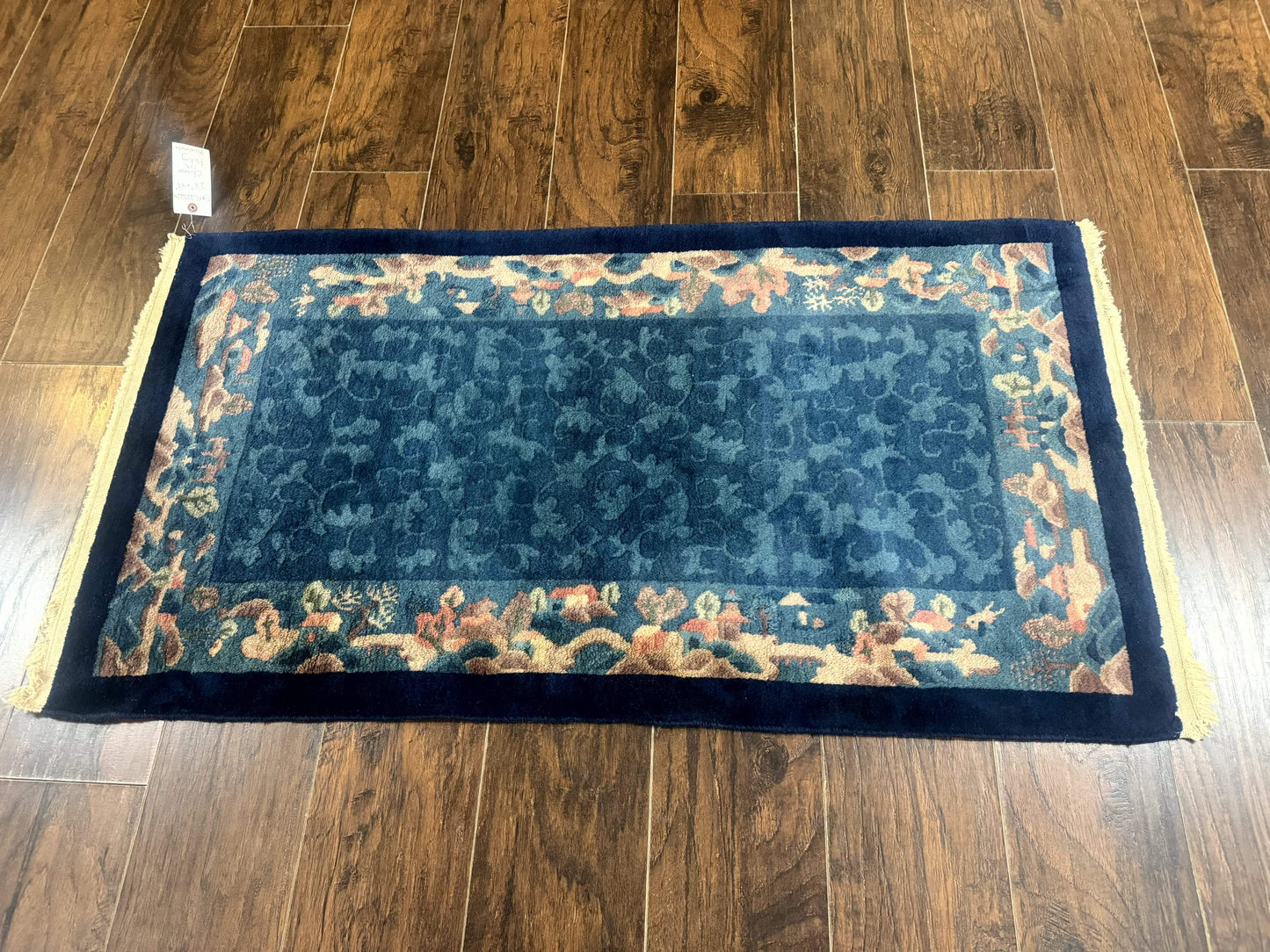 Blue Chinese Wool Rug 2.5 x 4, Peking Rug, Fete Rug, Semi Antique Chinese Carpet - Nuvé