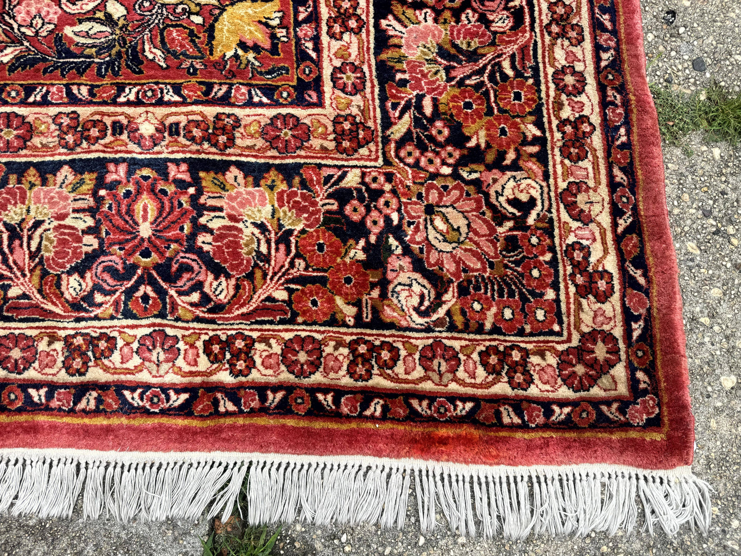 Large Antique Persian Sarouk Rug 11x18, Red, Floral Allover, Palace Size Wool Handmade Carpet - Nuvé