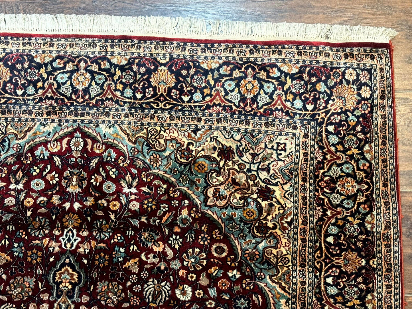 4x6 Silk Rug, Very Fine 650 KPSI, Silk Persian Carpet, Red, Floral Medallion, Sino Persian - Nuvé