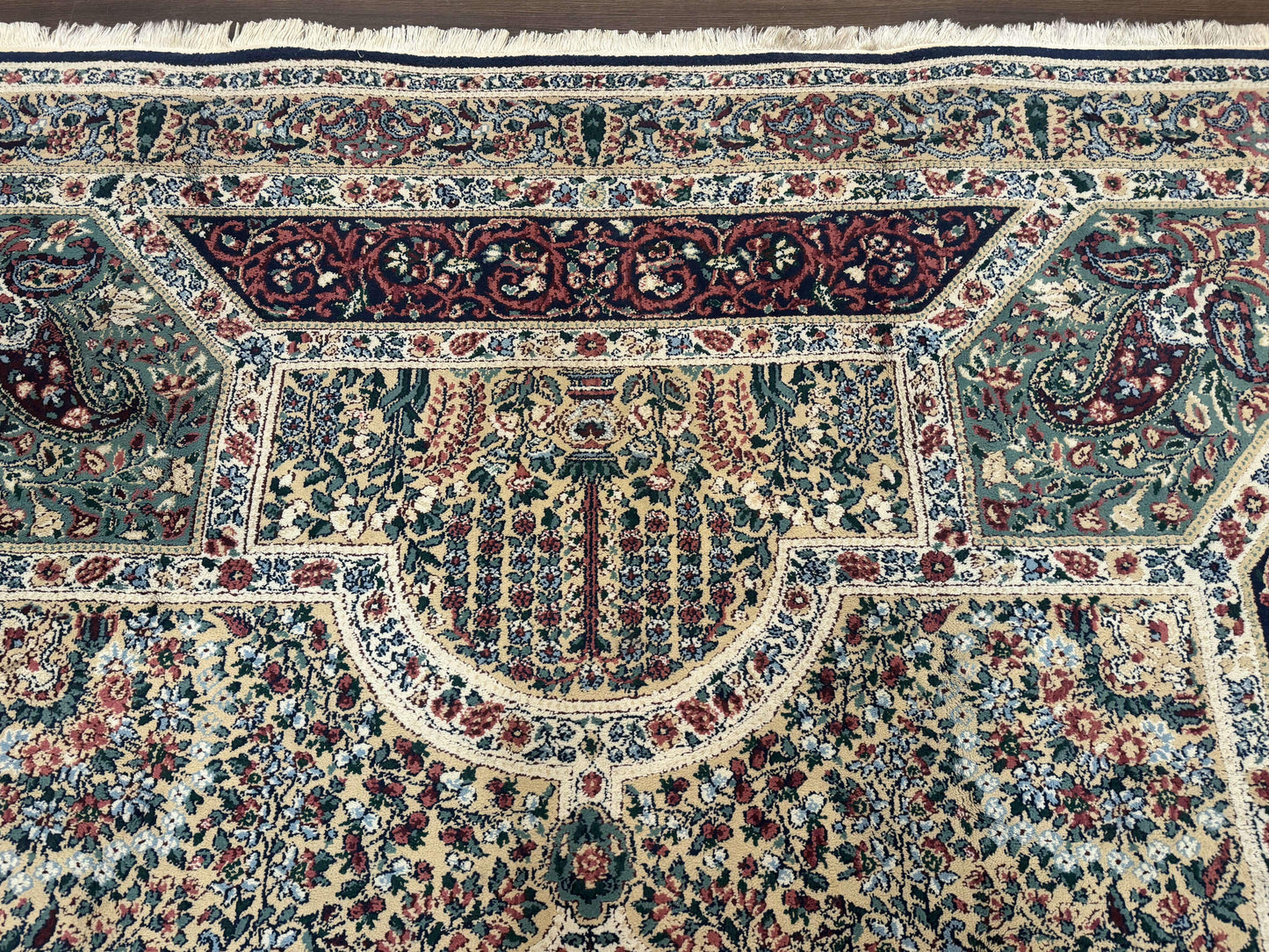 Persian Rug 8x11, Belgium Power Loomed Rug, Kirman Lavar Floral Design, Vintage Rug - Nuvé