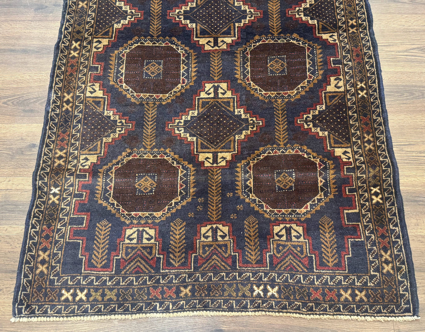 Navy Blue Afghan Balouch Rug 4x6, Handmade, New - Nuvé