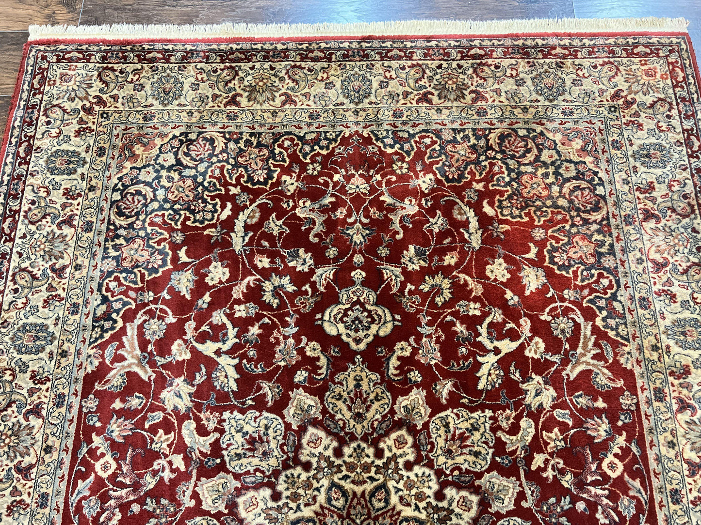 Couristan Rug 5.6 x 8, Floral Medallion, Dark Red Cream, Belgium Power Loomed Rug, Taj Mahal Rug, Vintage Oriental Wool Carpet - Nuvé
