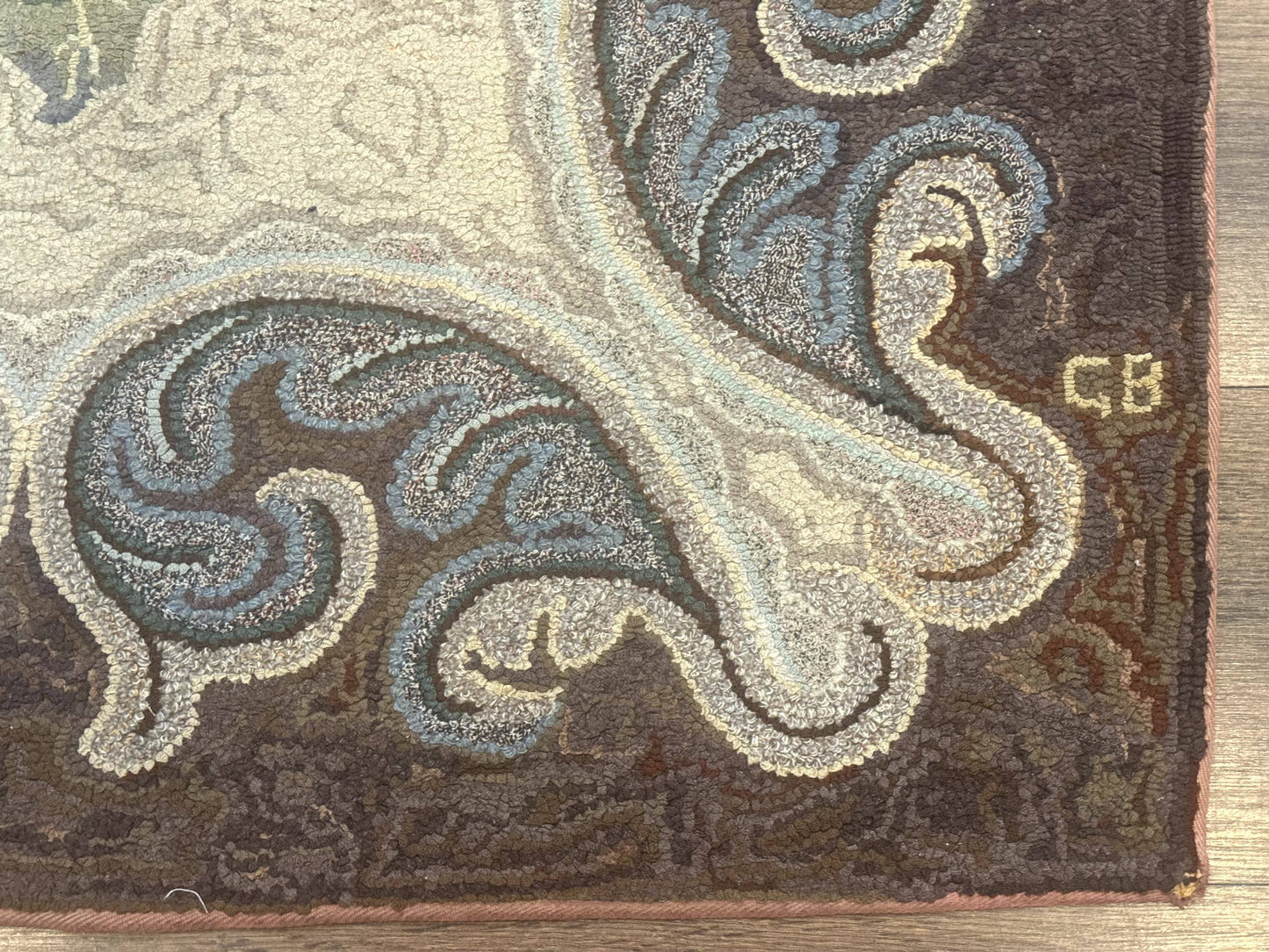 Antique American Hooked Rug 3 x 4.6, Vintage, Floral - Nuvé