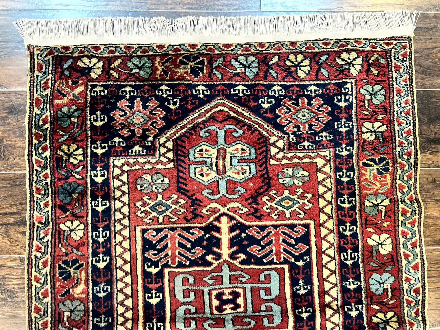 Antique Turkish Sparta Rug 3x4, Geometric Caucasian Pattern, Vintage Handmade Tribal Wool Carpet - Nuvé