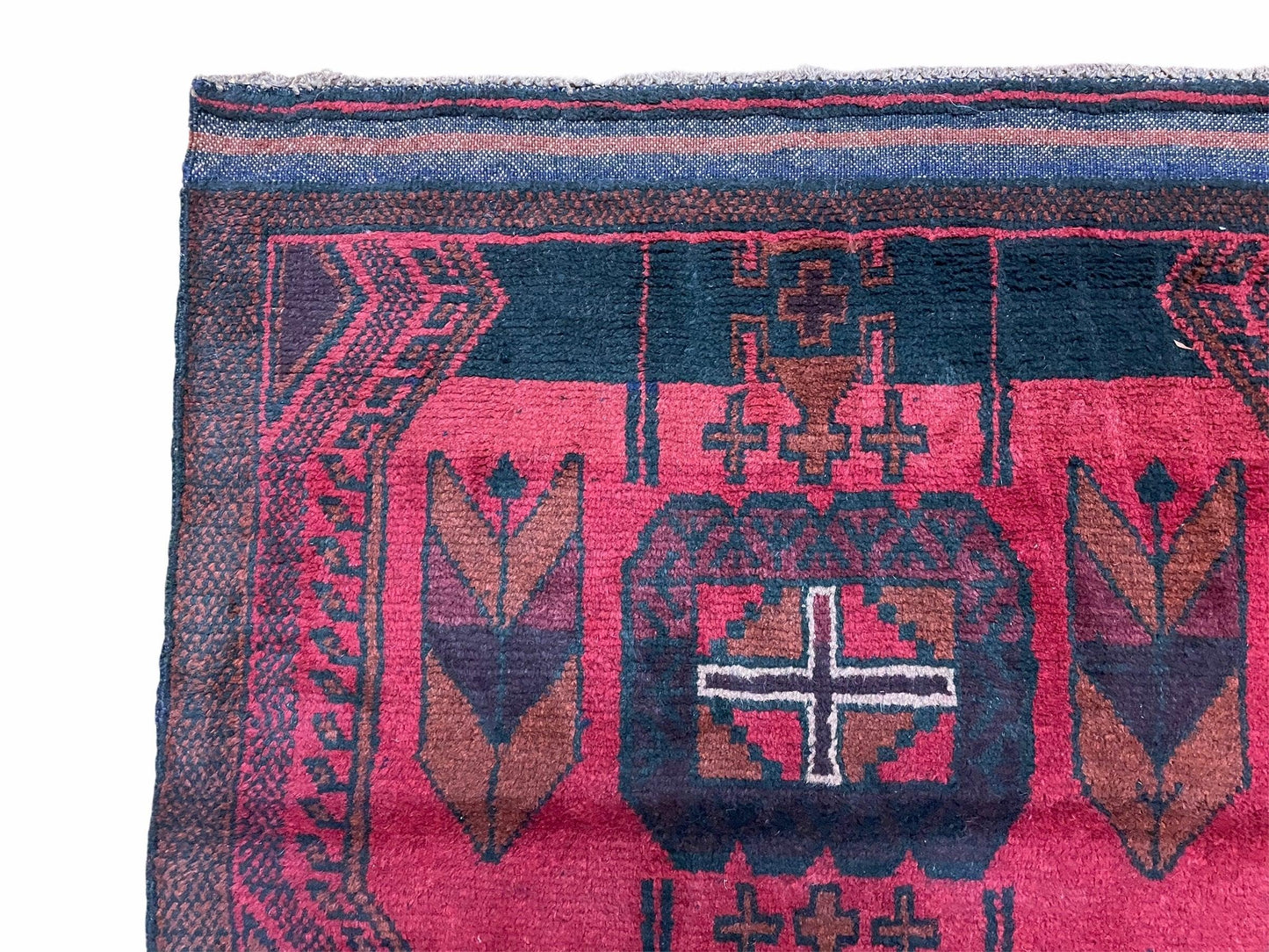 2' 10" X 4'6" Vintage Handmade Tribal Wool Rug Balouchi Rug Afghan Rug Red Black - Nuvé