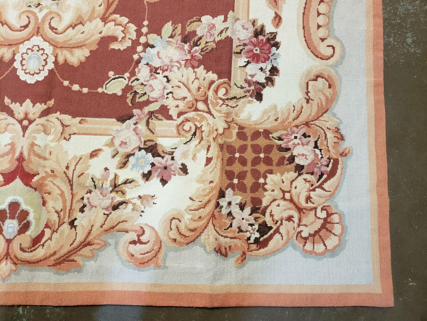 6' X 9' Vintage Handmade Chinese Needlepoint Wool Rug Flat Weave - Nuvé