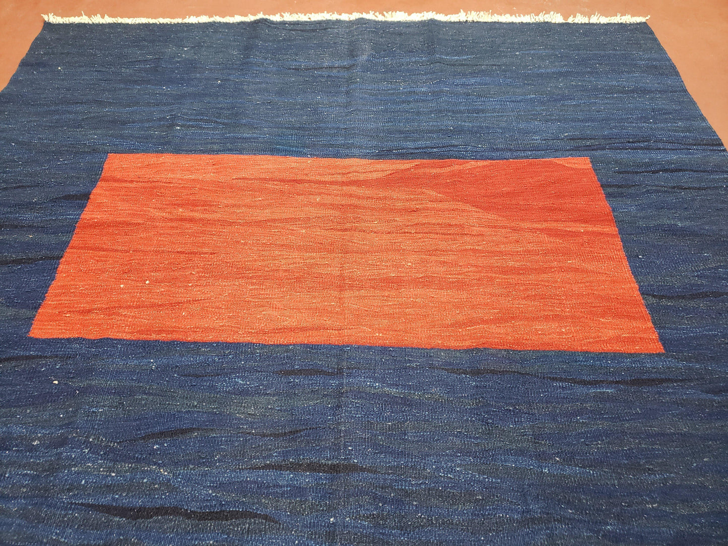 Blue and Red Turkish Kilim Rug, New 6x9 - 7x10 Flatweave Area Rugs, Hand Woven, Wool Handmade Oriental Kilim Abstract Modern Boho, Minimal - Nuvé