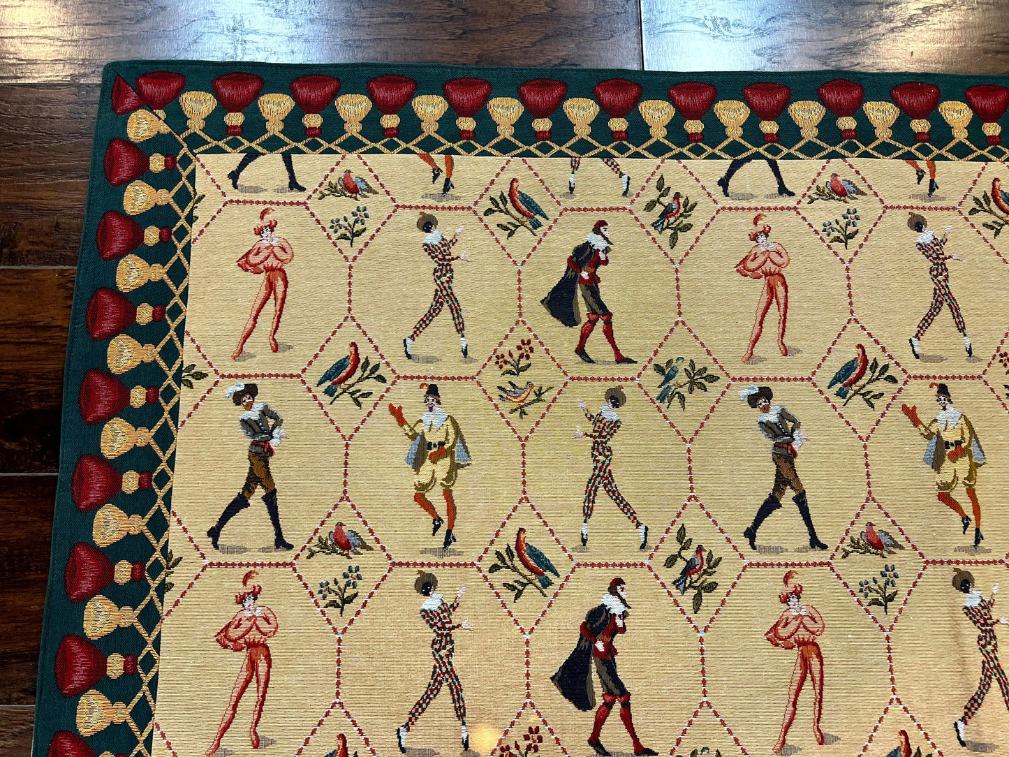 Square Tapestry 5x5, Wall Hanging, Human Pictorials, Court Jesters, Vintage - Nuvé