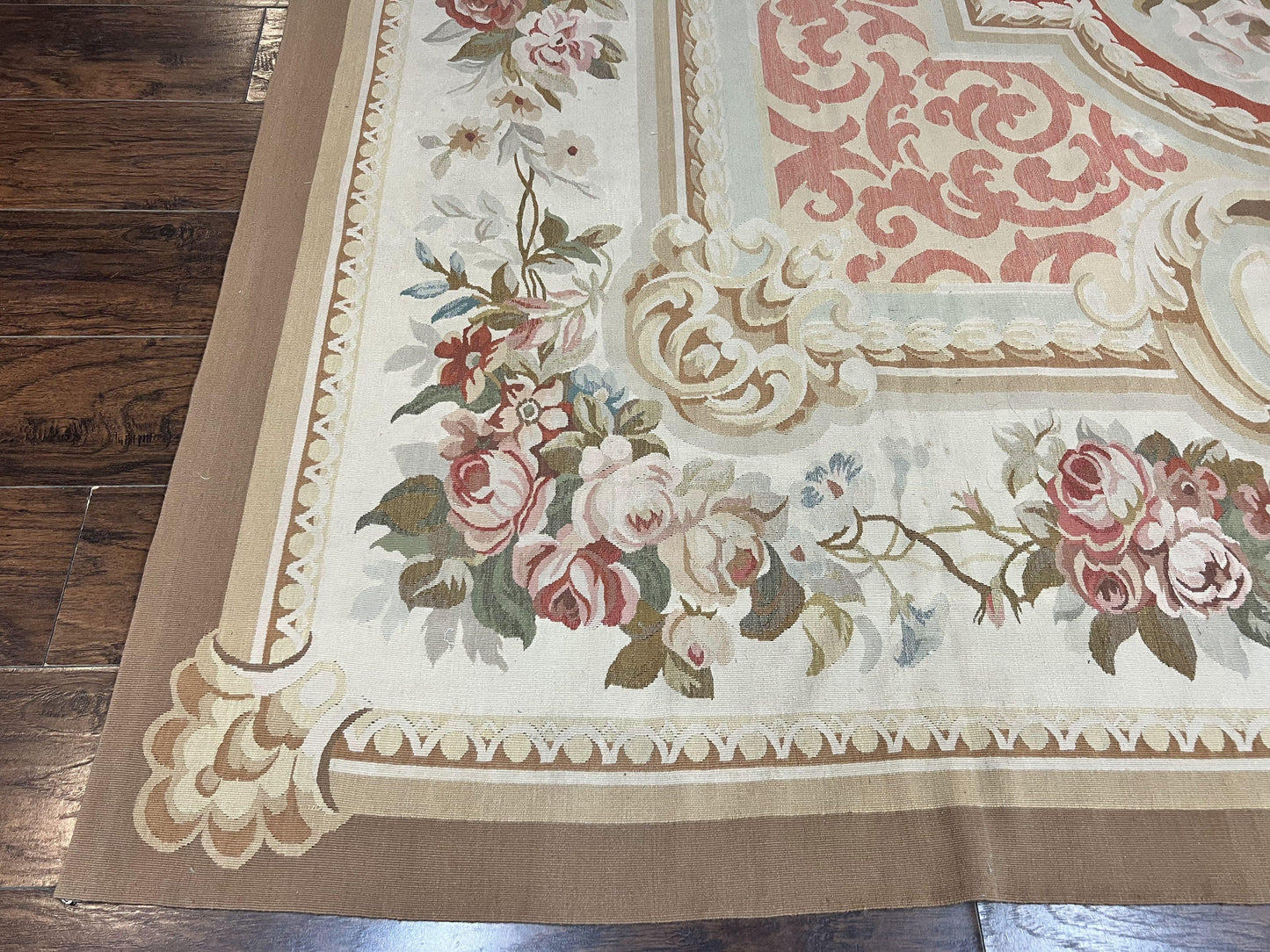 Aubusson Rug 10x14, Wool Handmade Vintage Carpet, Elegant French European Design Rug, Large Room Sized Aubusson Rug, Stark Carpet - Nuvé