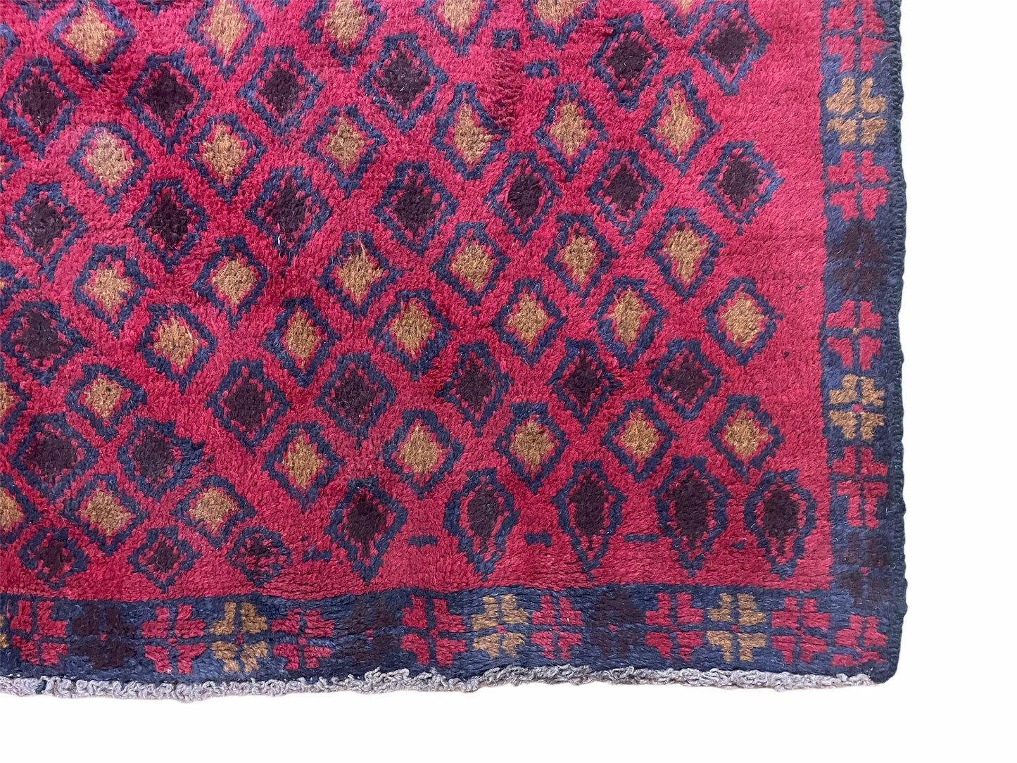 3x5 New Vintage Handmade Tribal Wool Rug Balouch Rug Afghan Rug Red Blue Diamond - Nuvé