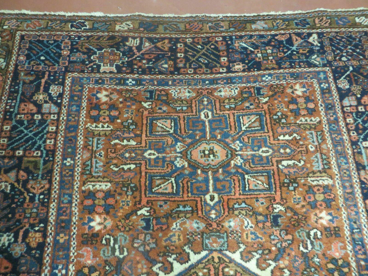 Persian Karajeh Rug 5x6, Antique Geometric Medallion Carpet - Nuvé