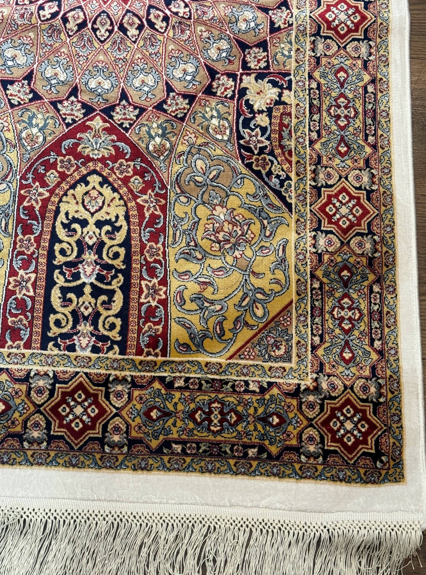 Turkish Silk Runner Rug 2.6 x 10, Dome Design, Hereke Runner, Bamboo Silk, New - Nuvé