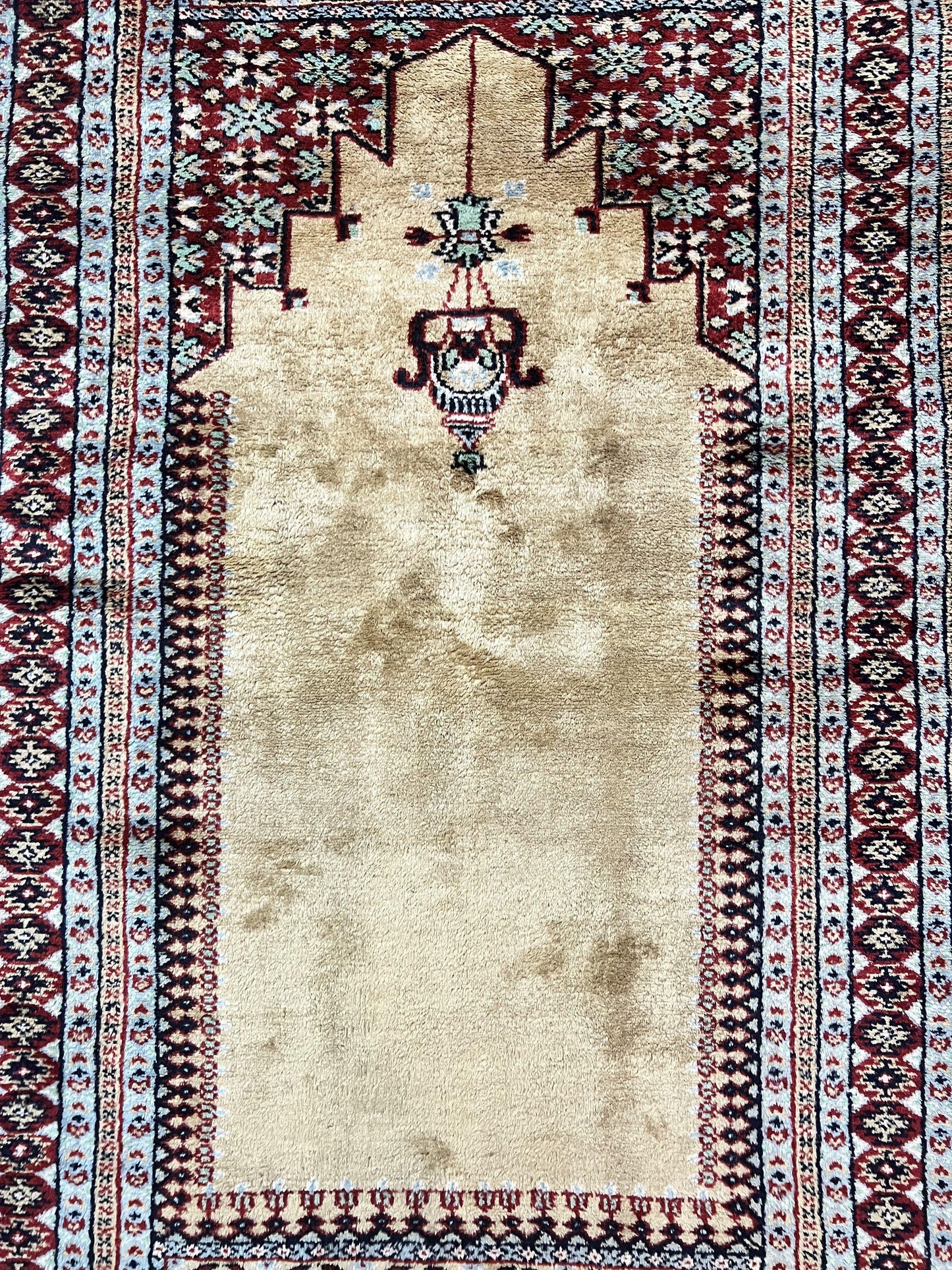 Bokhara Prayer Rug 3x5, Pakistani Turkoman Carpet, Tan, Handmade Vintage Wool Carpet - Nuvé