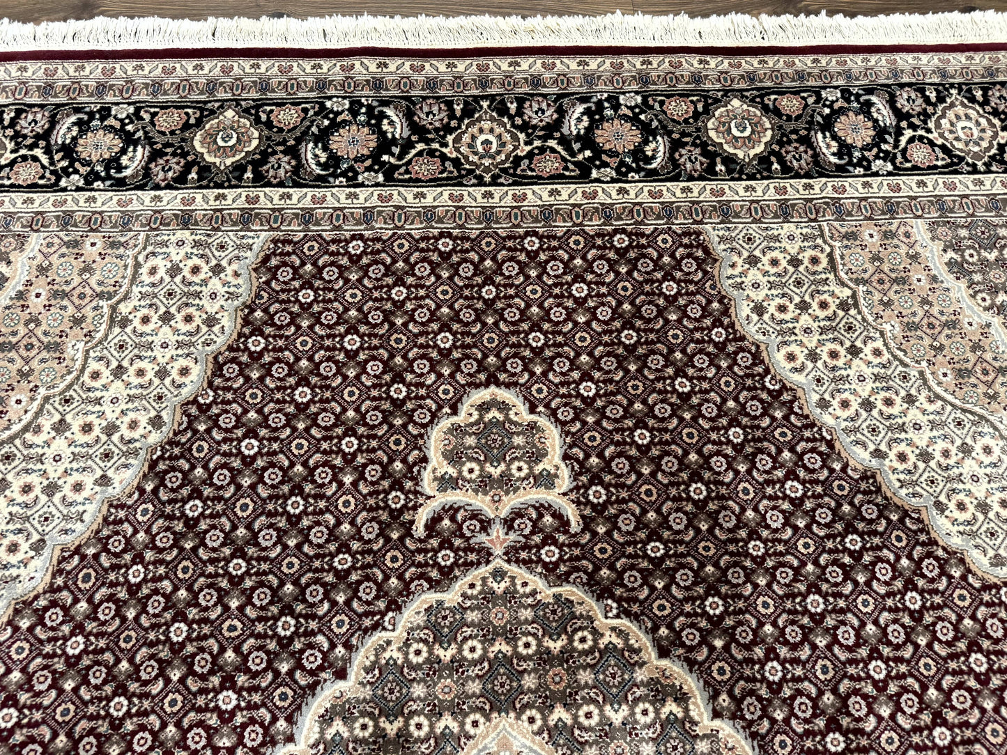 Sino Persian Rug 8x10, Herati, Elegant Oriental Carpet, Dark Maroon - Nuvé