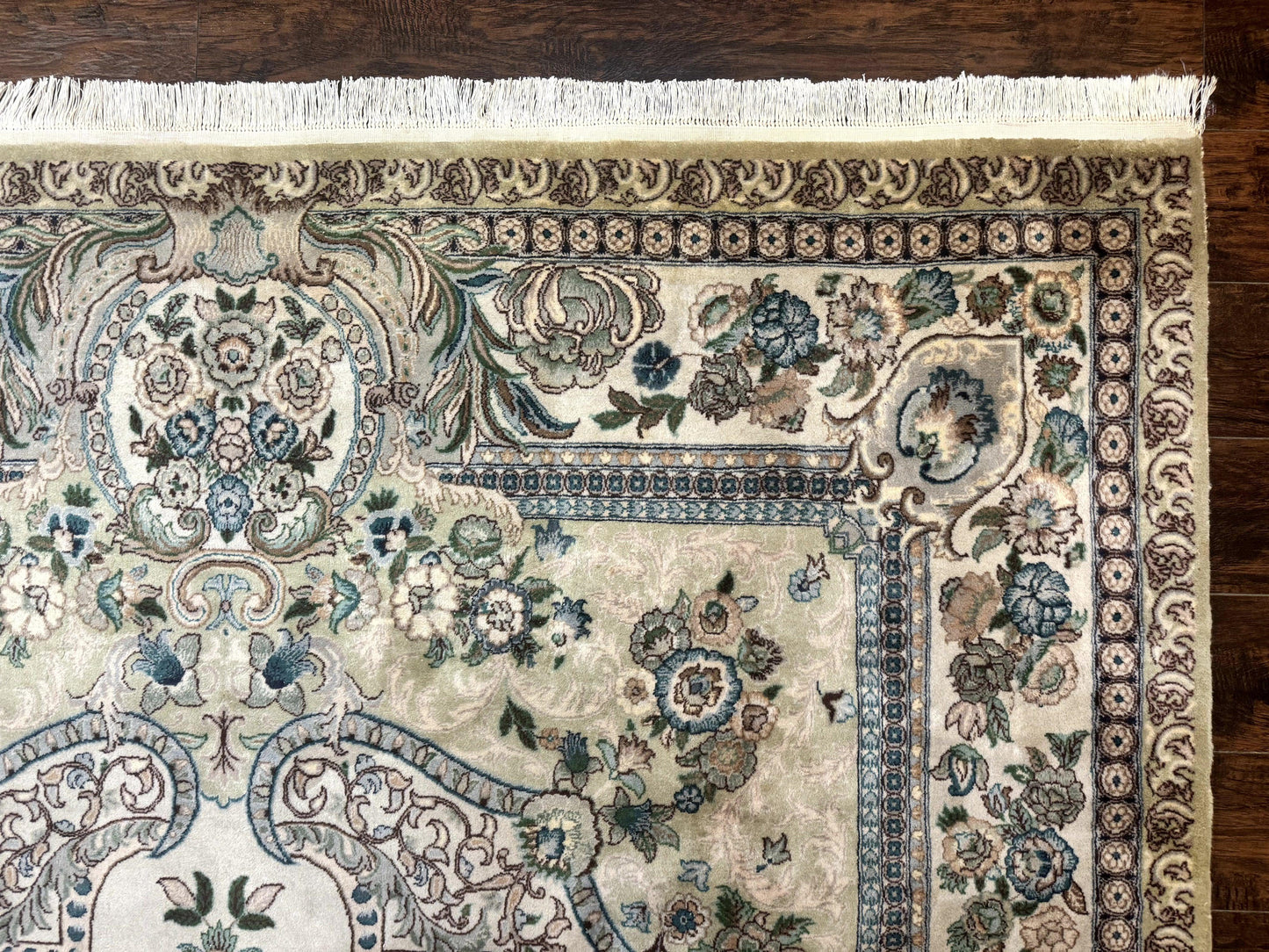 Pak Persian Rug 8 x 10.6, Elegant Oriental Carpet, Floral Medallion, Vintage Handmade Wool Rug, FIne 240 KPSI - Nuvé