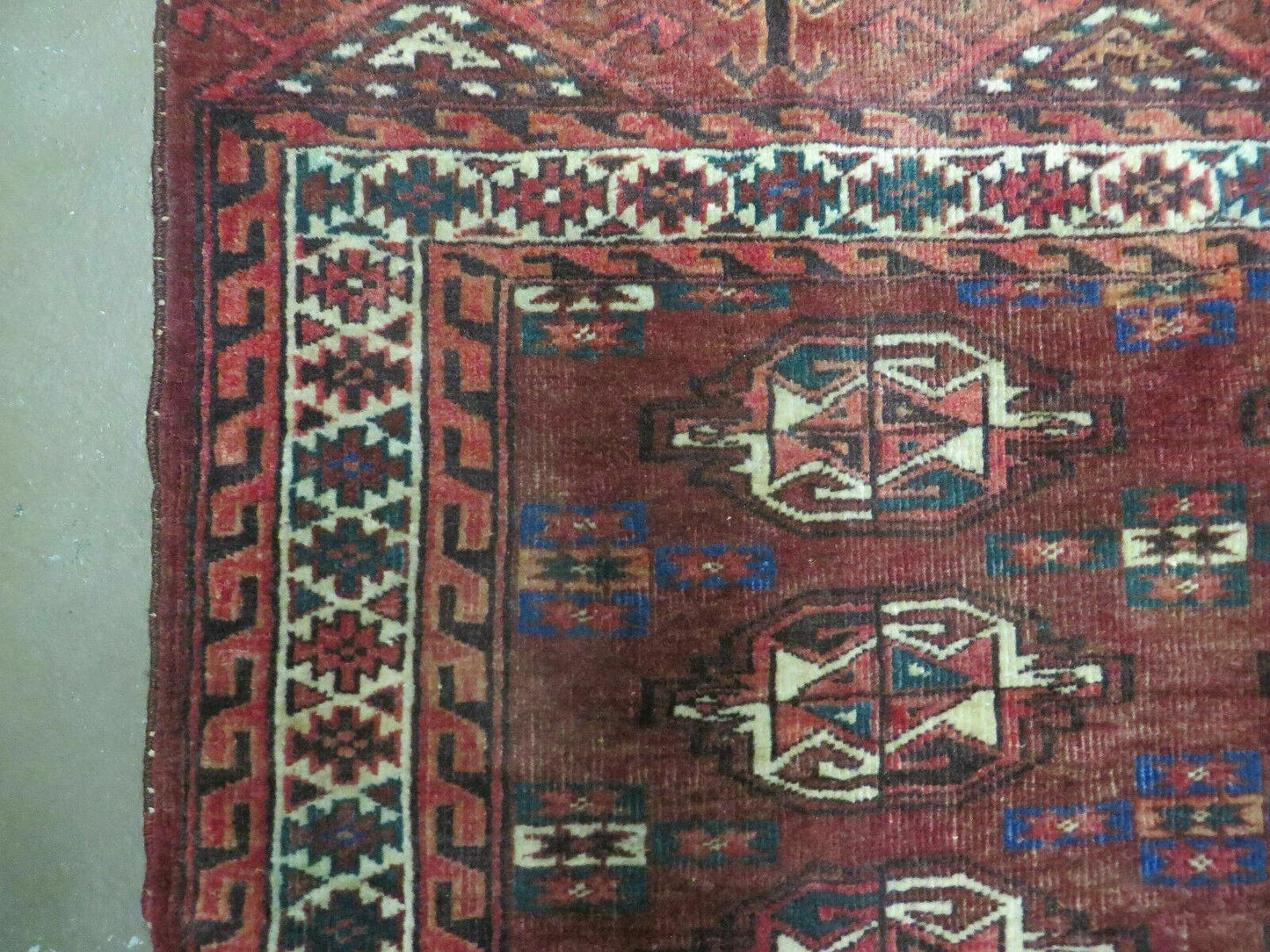 2.5' X 4' Antique Handmade Bokhara Turkoman Yamud Wool Rug Kilim Backing NICE - Nuvé