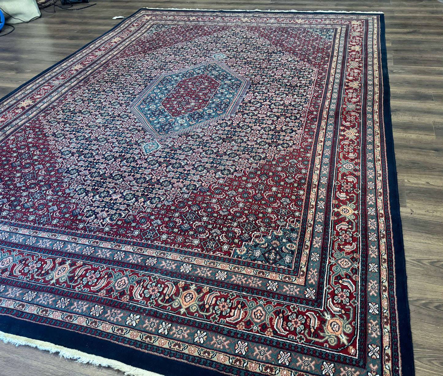 Indo Persian Bidjar Rug 9x12 Wool Handmade Carpet Dark Blue - Nuvé