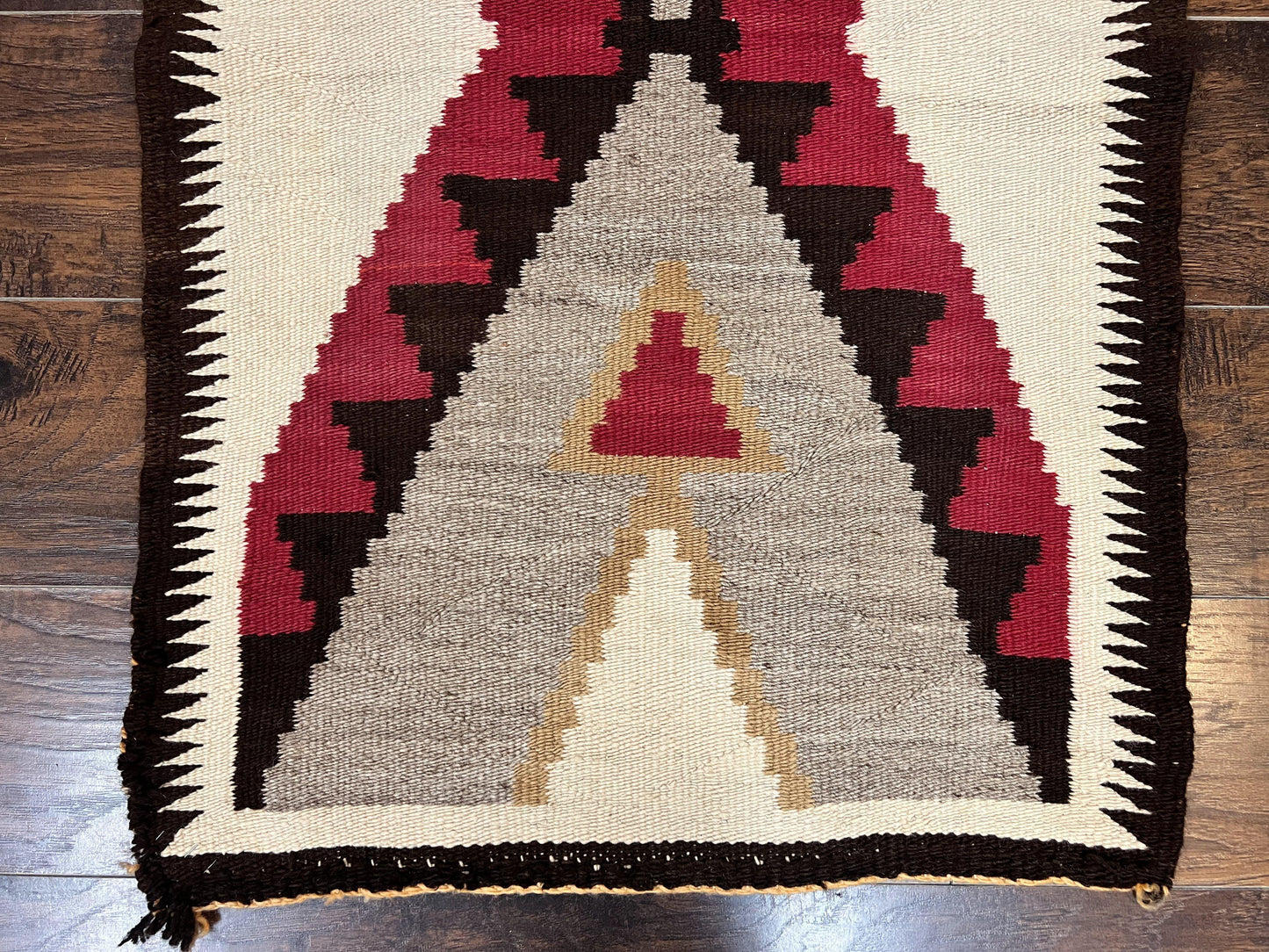 Antique Navajo Rug 2x4, Collectible Native American Wool Handmade Rug, Ivory Black Red Gray, Vintage Navajo Textile - Nuvé