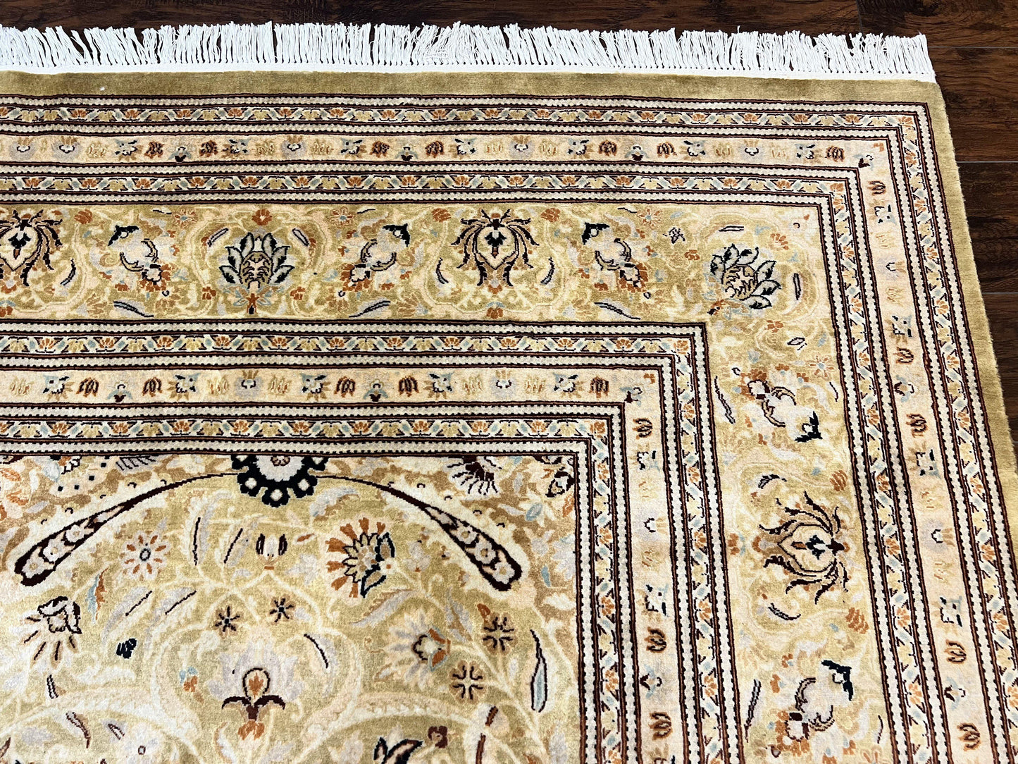 Pak Persian Rug 8x10, Wool Hand Knotted Vintage Carpet, Safavieh Rug, Gold Tan, 270 KPSI - Nuvé