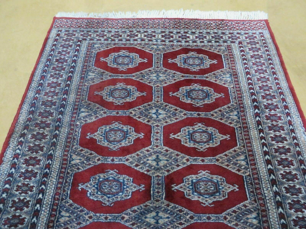4' X 6' Vintage Handmade Pakistan Turkoman Bokhara Fine Woven Wool Rug Nice