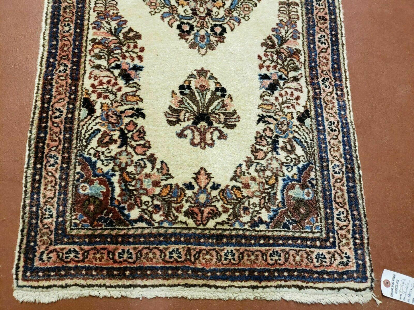2' 7" X 4' Vintage Handmade Indian Medallion Wool Floral Beige Rug - Nuvé