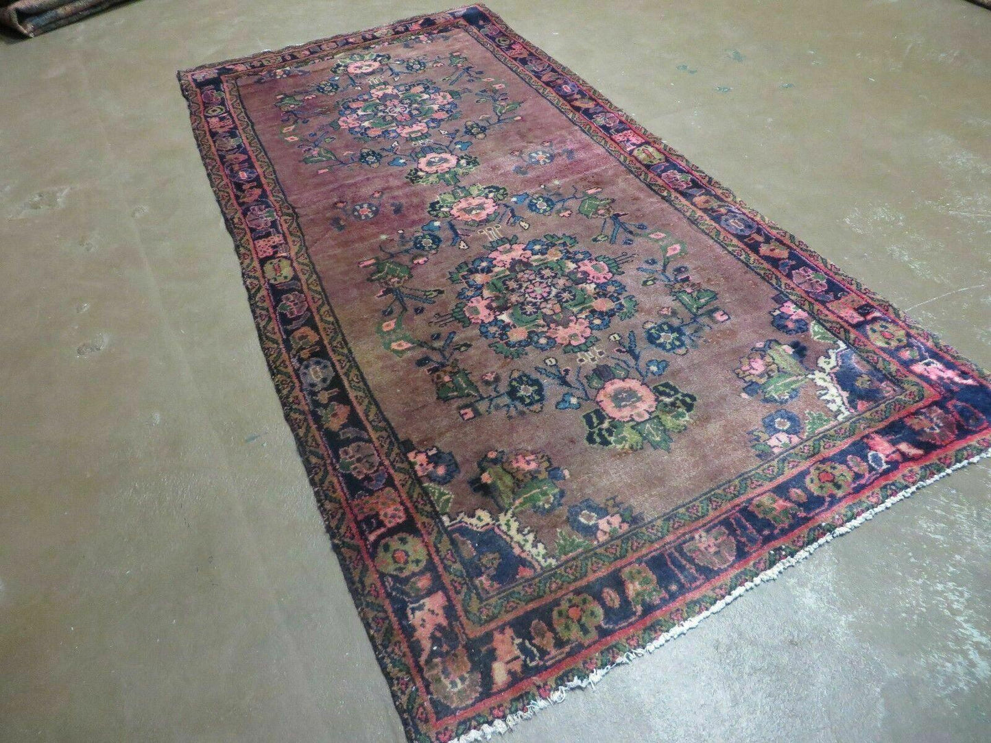 3 x 7 Antique Persian Hamadan Nahavand Rug, Tribal Runner Rug , Handmade Oriental Wool Rug, Vegetable Dyed, Purple-Red & Dark Blue, 3x7 Rug - Nuvé