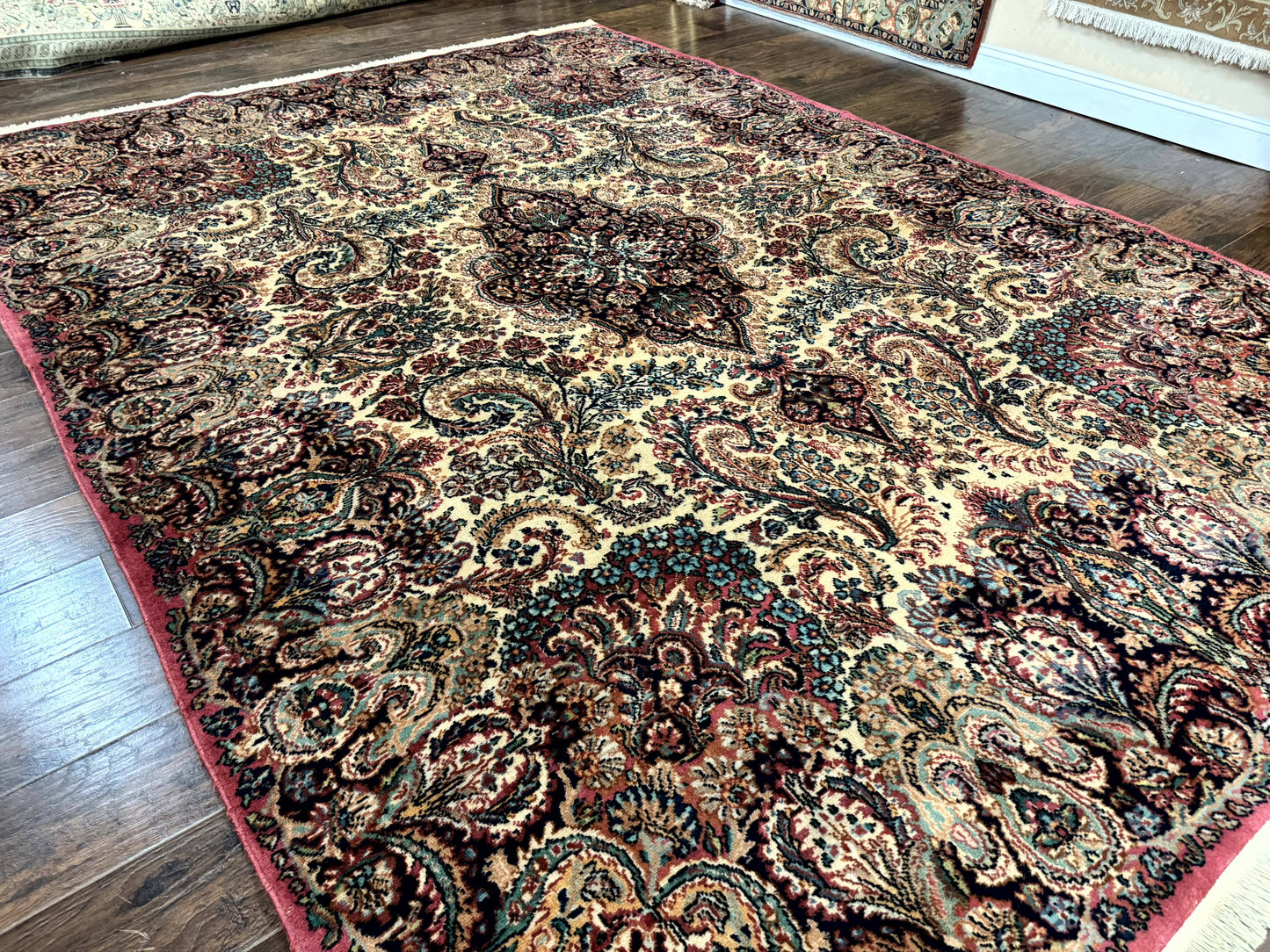 Antique Karastan Kirman Rug 8.8 x 12, Imperial Karastan #1427, Ivory Kirman - Nuvé