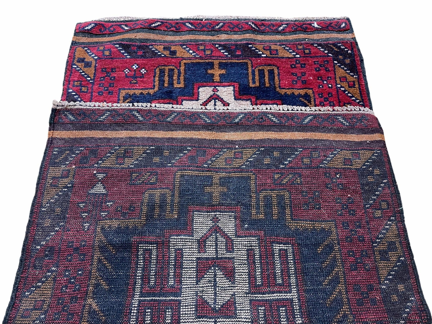 2' 9" X 4' 7" Vintage Handmade Tribal Wool Rug Balouchi Rug Afghan Rug Red Beige - Nuvé