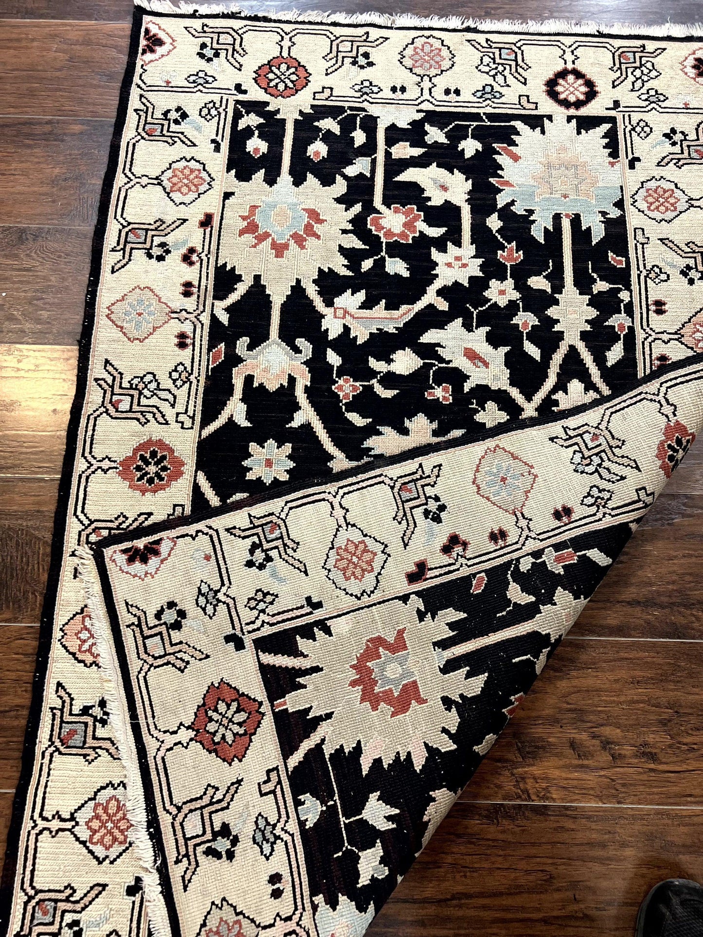 Turkish Flatweave Kilim Rug 3x5, Black, Handmade Vintage Wool Carpet - Nuvé