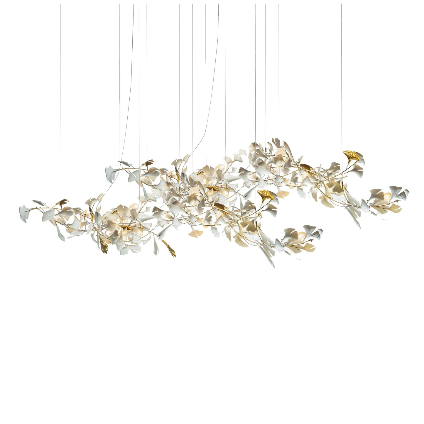 Gold White Leaves Combination Gingko Chandeliers - Nuvé
