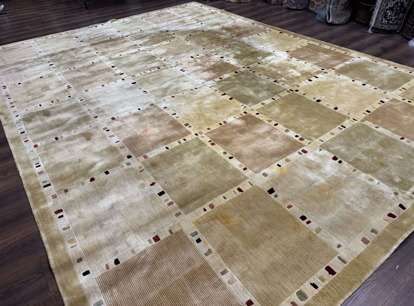 Large Wool Rug 10x13, Panel Design, Modern Contemporary Carpet - Nuvé
