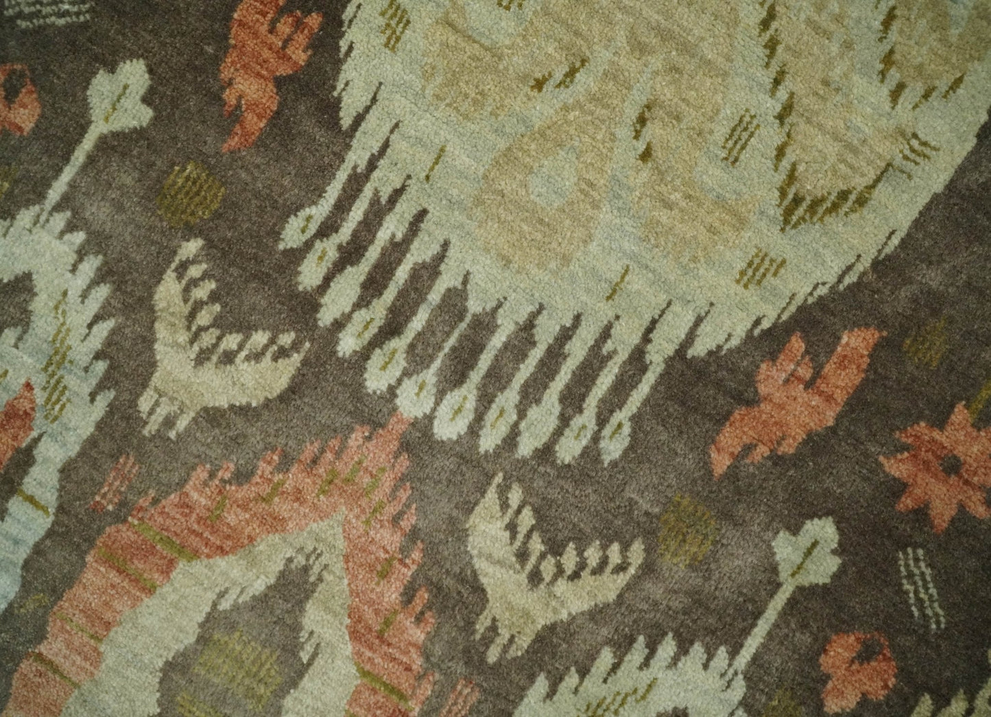 10x10 Round Fine Hand Knotted Green, Rust and Olive Traditional Vintage Persian Style Antique Wool Rug | AGR47 - Nuvé