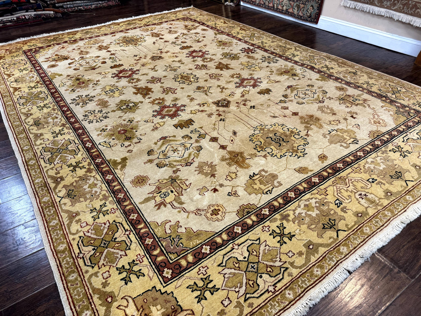 Turkish Oushak Rug 9x12, Oat Color, Wool Carpet - Nuvé