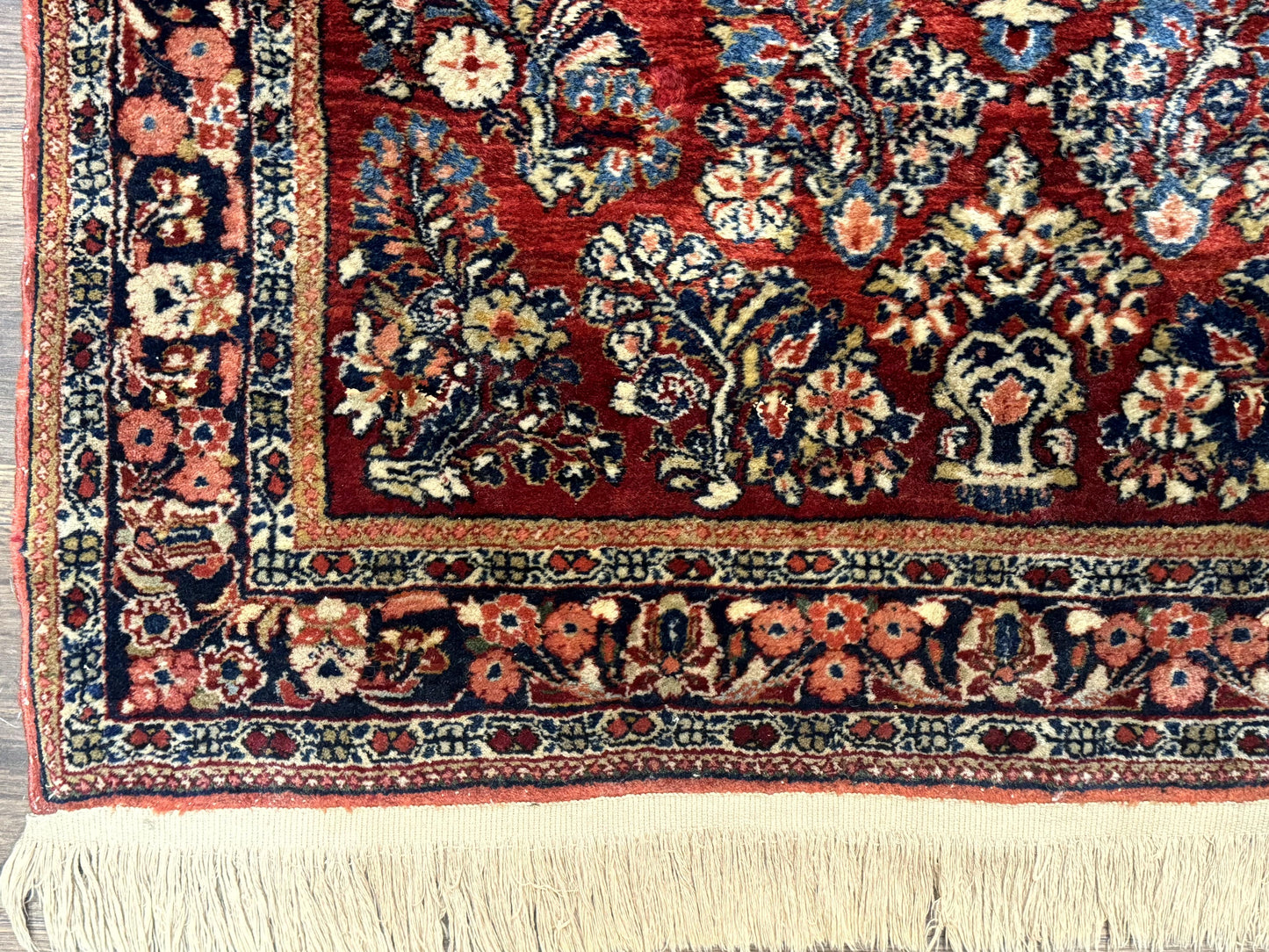 Antique Persian Sarouk Rug 3x5, Red, Floral, 200 KPSI - Nuvé