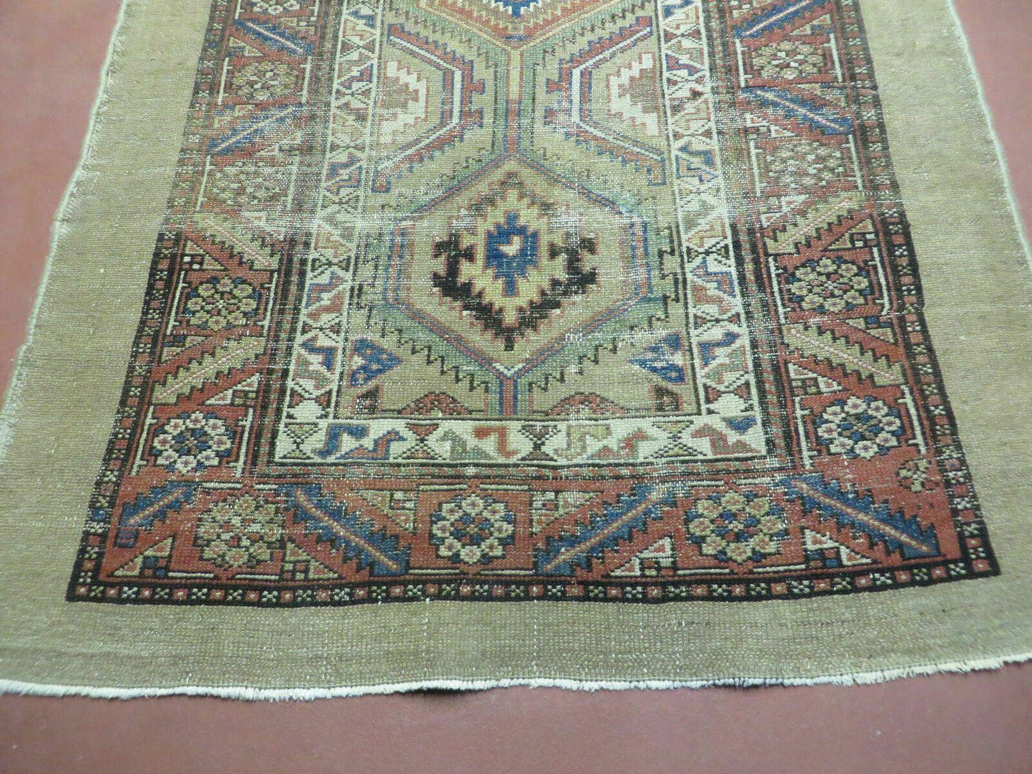 3'4" X 12' Antique Hand Made Turkish Wool Rug Runner Carpet Camel Hair Nice - Nuvé