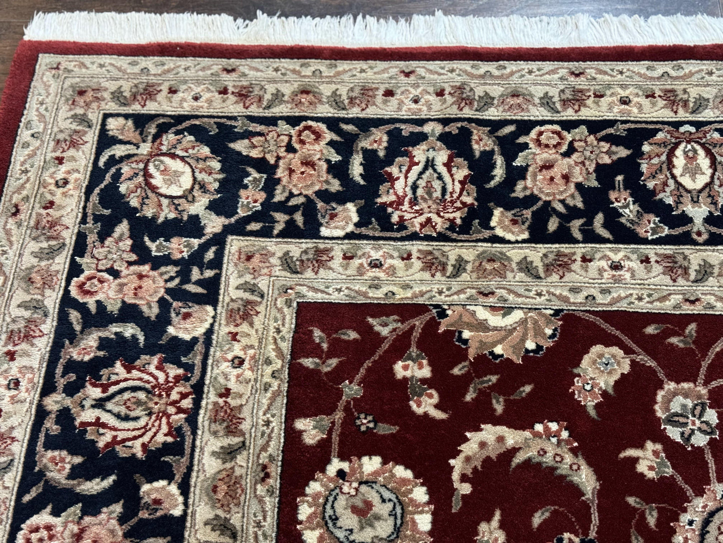 Maroon Persian Area Rug 8x10, Floral Allover, Pak Persian, Wool and Silk Highlights, Traditional Oriental Carpet - Nuvé