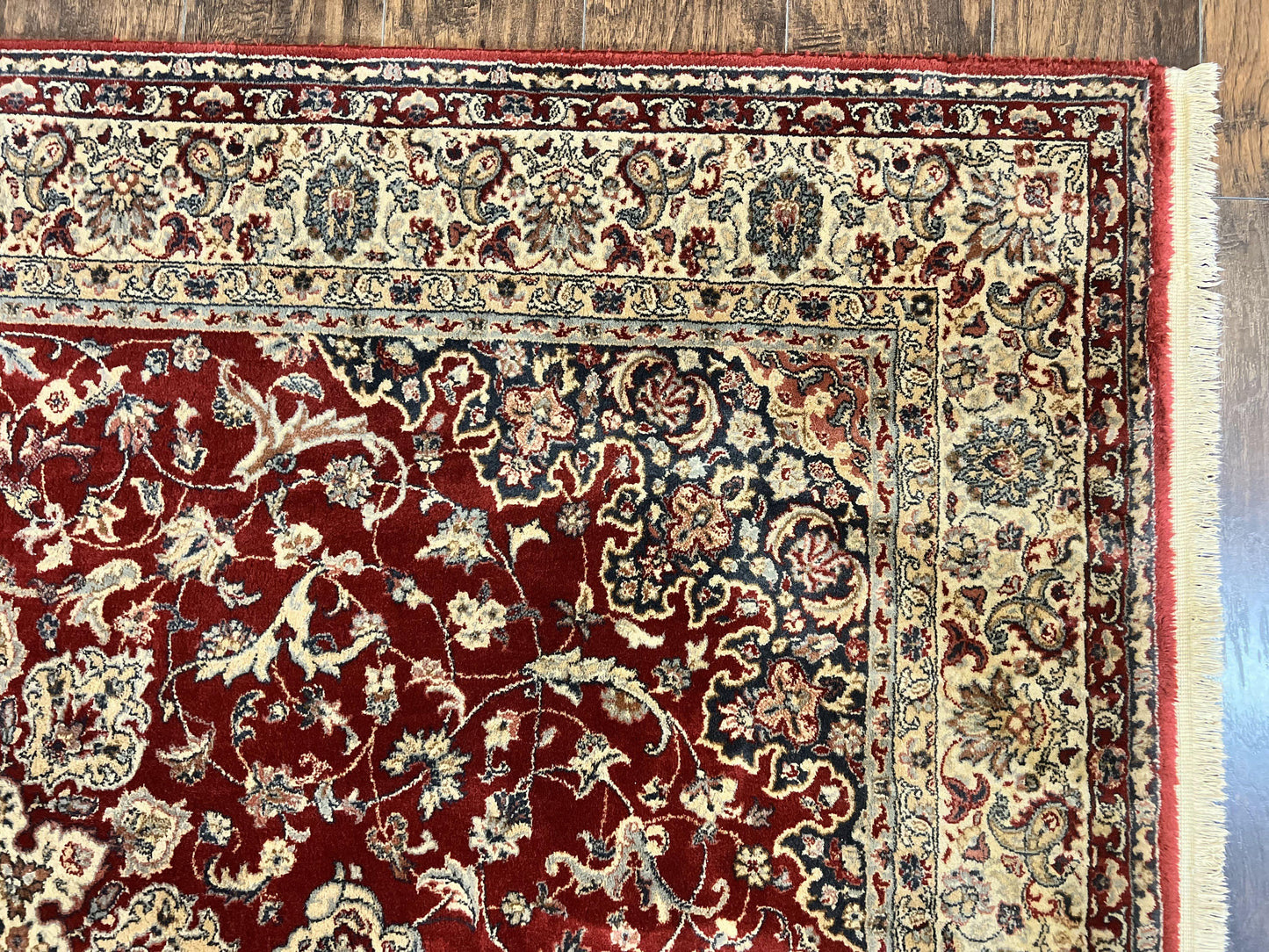 Couristan Rug 5.6 x 8, Floral Medallion, Dark Red Cream, Belgium Power Loomed Rug, Taj Mahal Rug, Vintage Oriental Wool Carpet - Nuvé