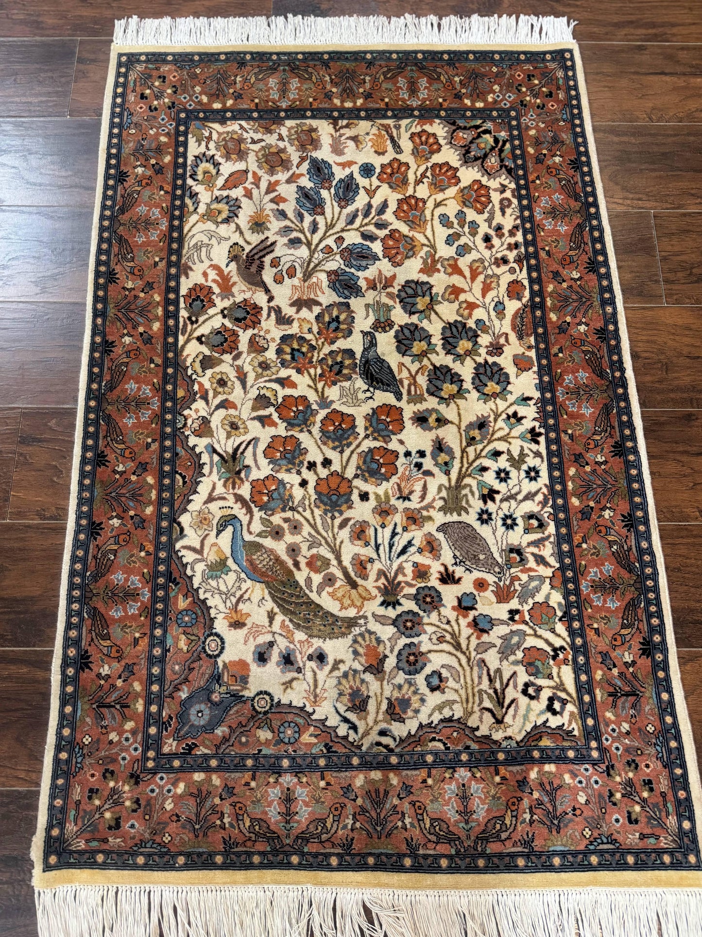 Small Pak Persian Rug 3x5, Peacock Birds Floral - Nuvé