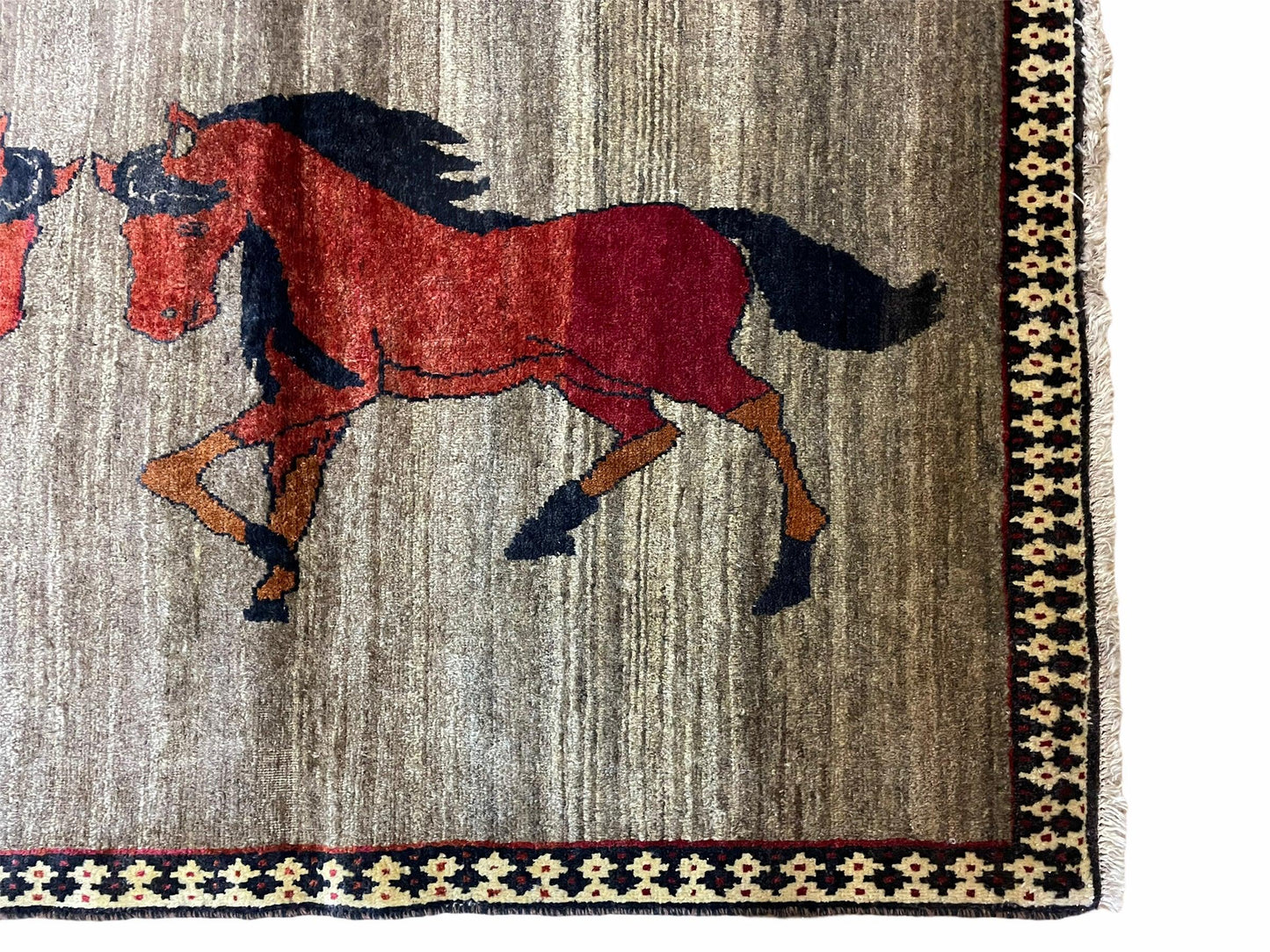 4 X 7 Handmade Hand-Knotted Quality Wool Rug Pictorial Horses Veggie Dyes Tribal - Nuvé