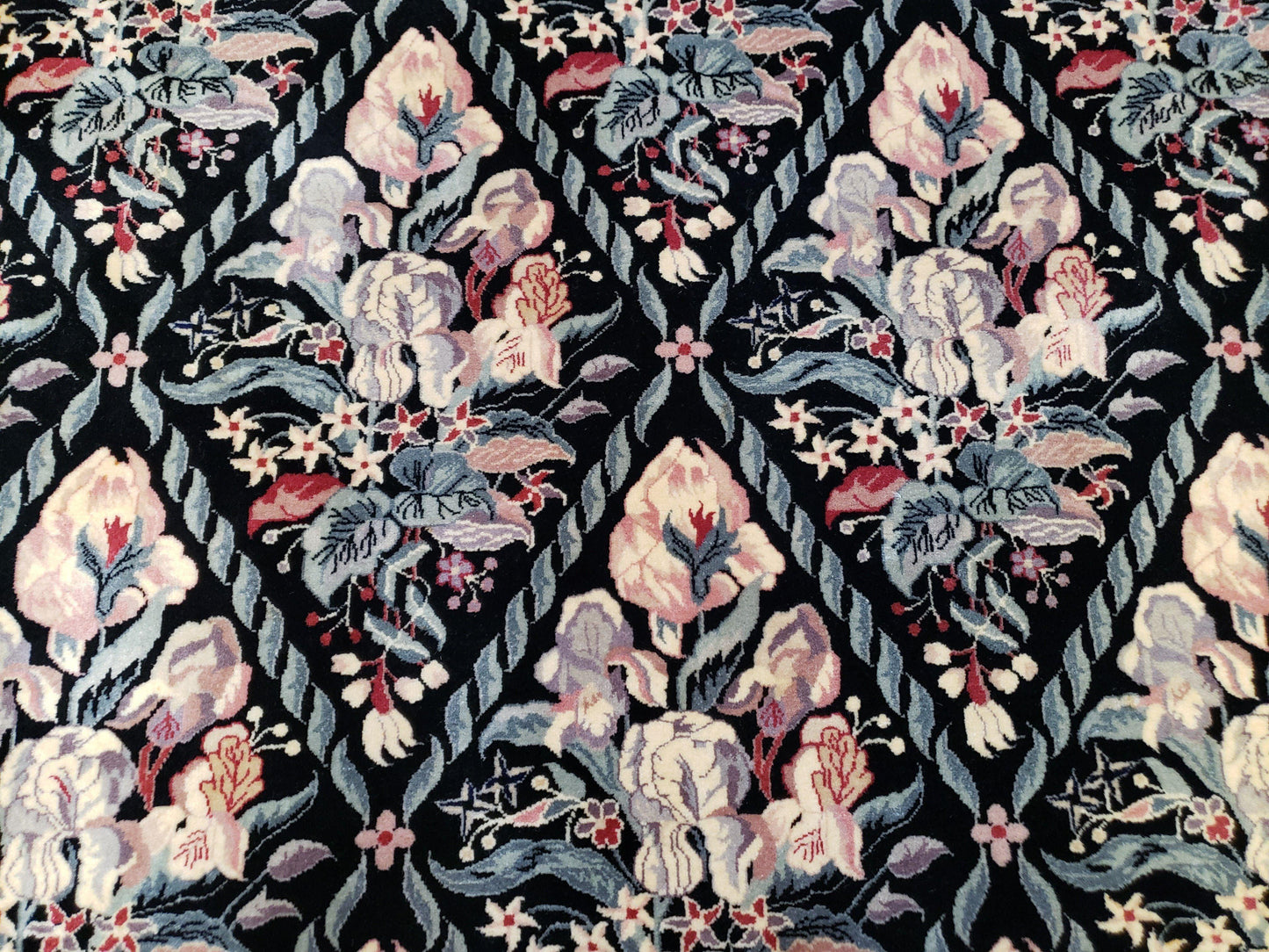Black Kirman Rug, 8x11 - 9x12 Rug, Sino-Persian Rug, Floral Oriental Carpet, Handmade Rug, Black and Ivory Rug, Room Sized Area Rug, Wool - Nuvé