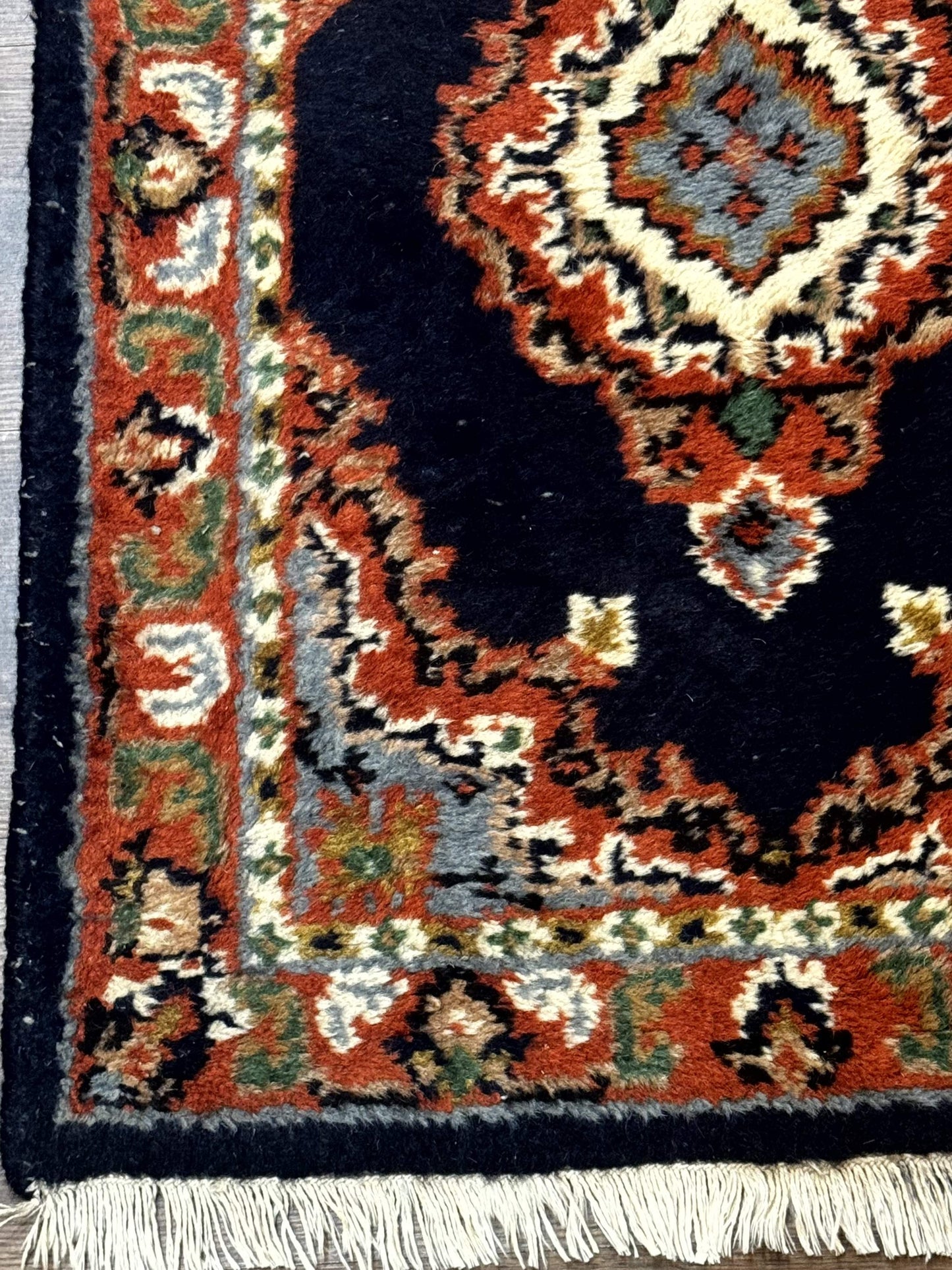 Small Indo Persian Rug 2x3, Navy Blue & Terracotta, Wool, Handmade - Nuvé