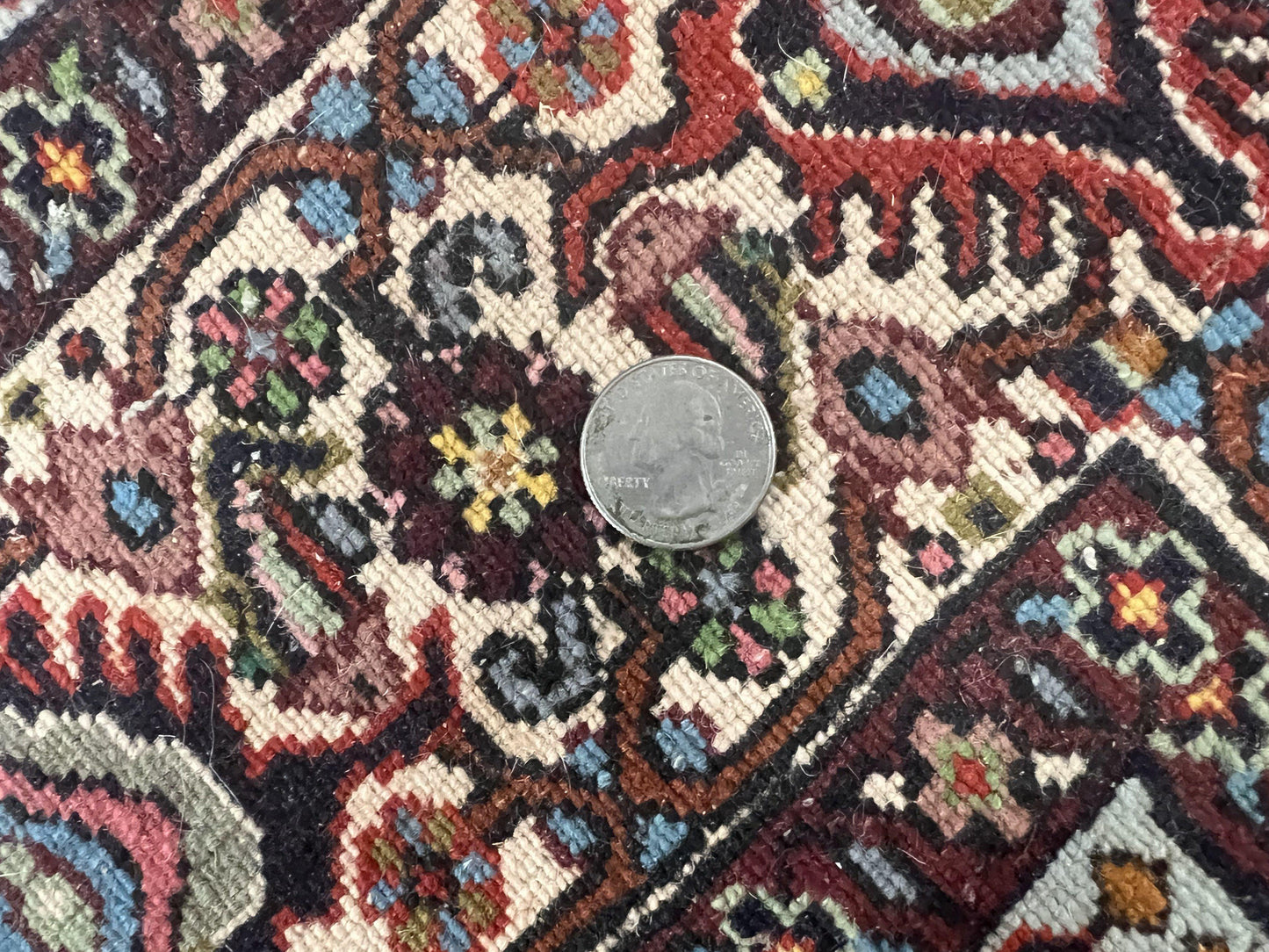 Persian Bidjar Rug 5x10, Wool Hand Knotted Vintage Carpet, Highly Detailed, Mahi Herati Pattern, 5 x 10 Oriental Rug - Nuvé