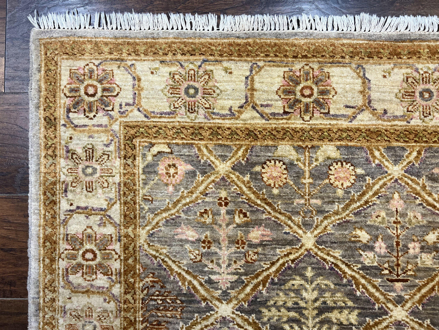 Pakistani Peshawar Rug 3.6 x 5, Safavieh Wool Handmade Hand Knotted Vintage Rug, Panel Design Oriental Carpet, Pair C - Nuvé