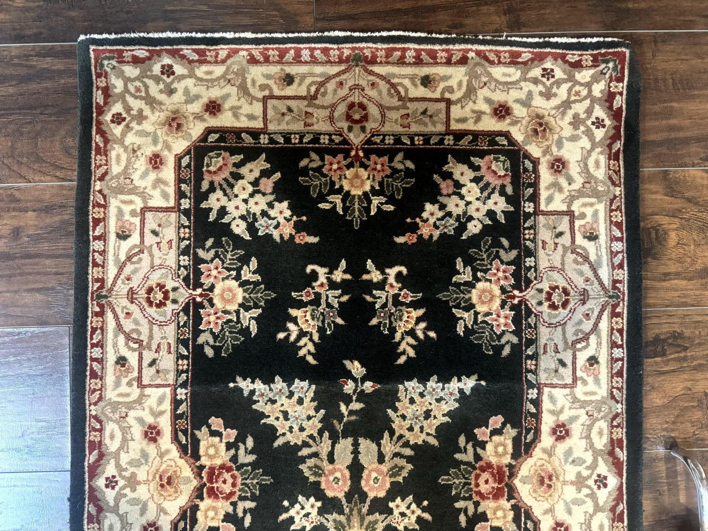 Long Pak Persian Runner Rug 2.7 x 21, Floral Allover, Dark Green and Beige, Handmade Wool Runner Rug, 21ft Runner for Hallway - Nuvé