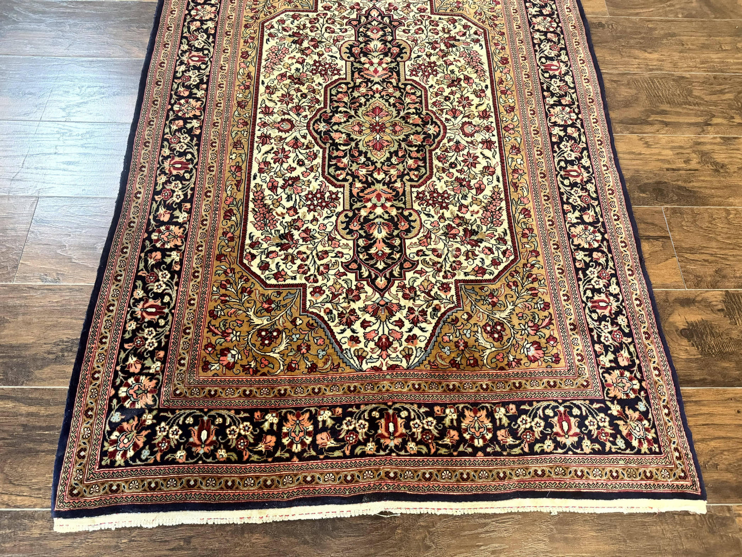 Persian Qum Rug 3.6 x 5, Kork Wool, Very Finely Hand Knotted 325 KPSI, Rare, Semi Antique - Nuvé