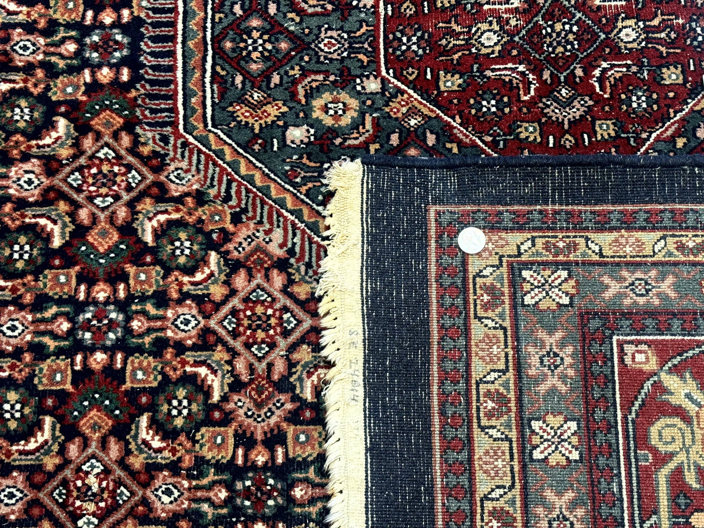 Indo Persian Bidjar Rug 9x12 Wool Handmade Carpet Dark Blue - Nuvé