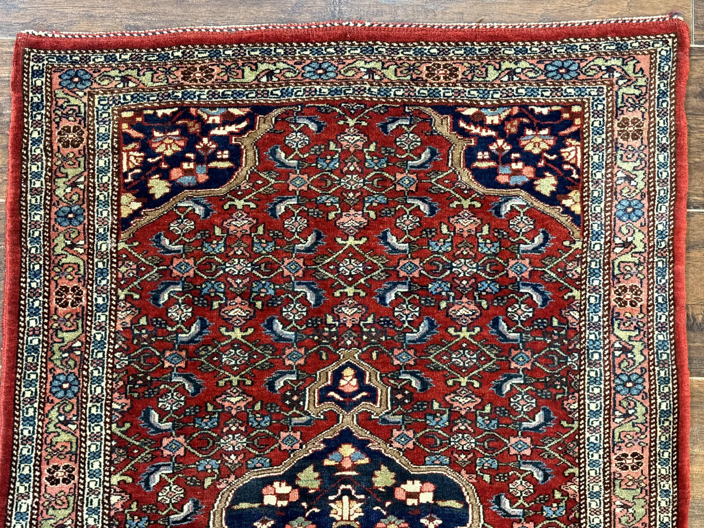 Persian Bidjar Rug 2.7 x 4, Red and Navy Blue, Small Persian Area Rug, Semi Antique - Nuvé