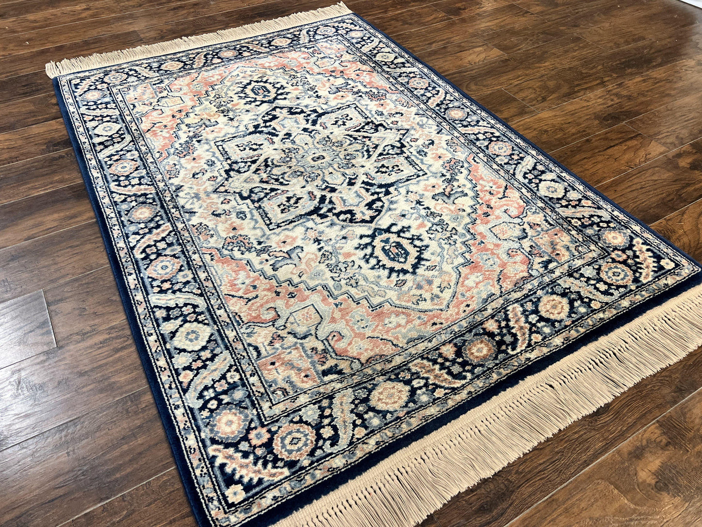 Karastan Blue Heriz Rug #748, Vintage Wool Karastan Carpet 4.3 x 6, Discontinued Original 700 Series Karastan Area Rug - Nuvé