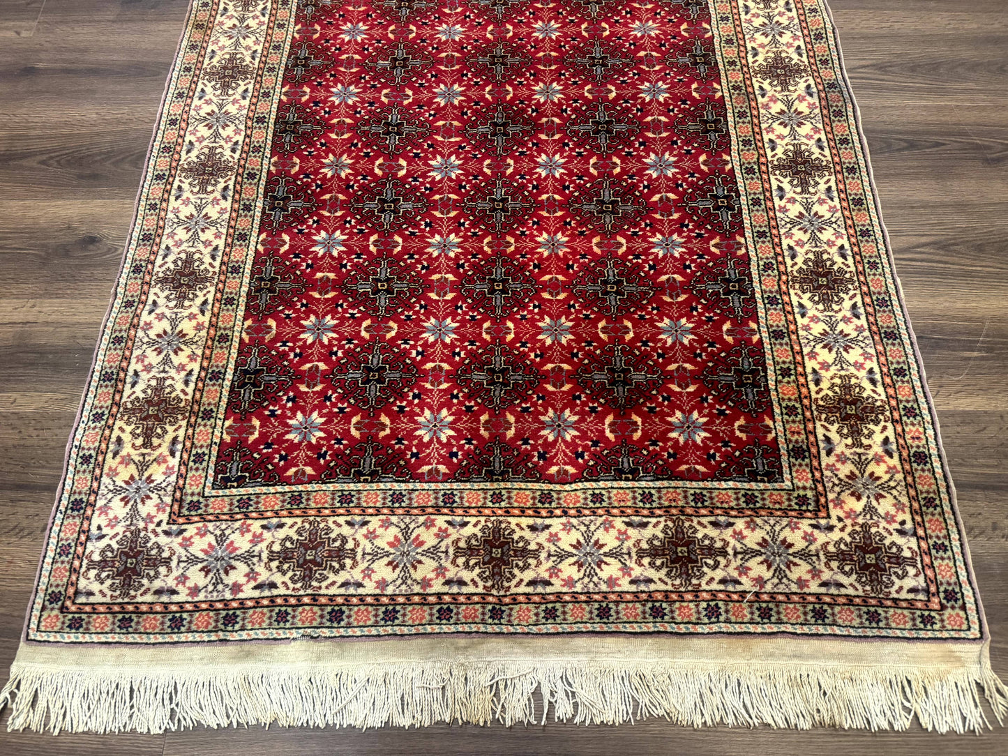 Turkish Sivas Rug 4x6, Red and Cream, Allover Design, Handmade Vintage - Nuvé